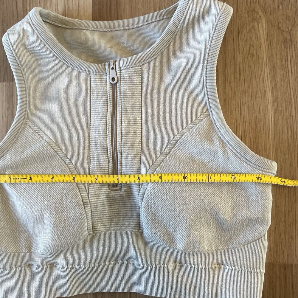 Aerie Offline Womens M Ribbed 1/4 Zip Sports Bra Crop Top Clean Girl Activewear - Picture 6 of 9